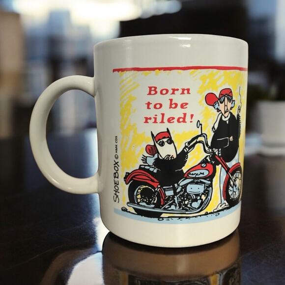 Hallmark Shoebox Maxine "Born To Be Riled" Motorcycle Ceramic Coffee Mug - Picture 1 of 8